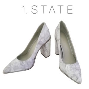 1.STATE Verdia White Wash Leather Pumps Size 6